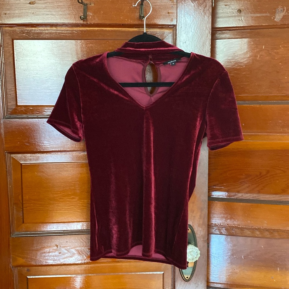 Sexy Velvet Stretch Tee with Choker Neck